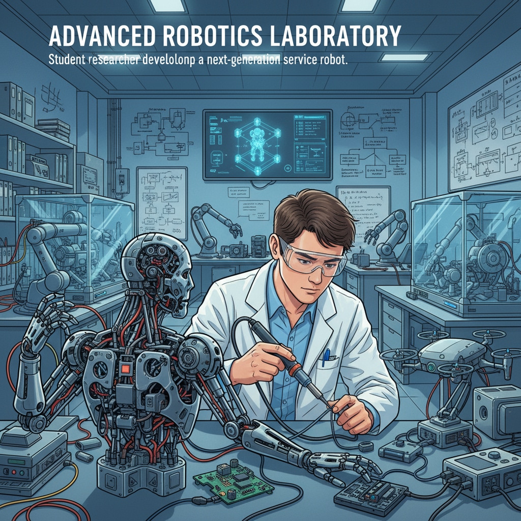 A student studying robotics abroad related to study abroad choices, computer science, and education costs