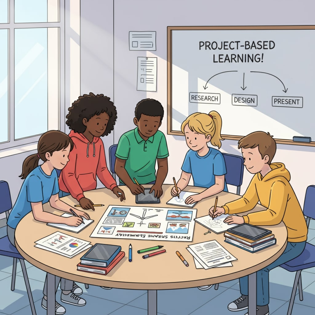Students engaged in project - based learning as an alternative to traditional homework