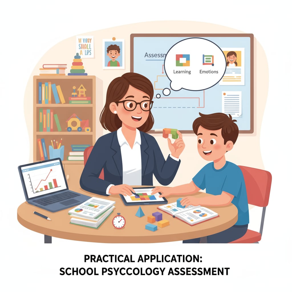 School psychologist conducting an assessment in a K12 context as part of career choices between school psychology and administration