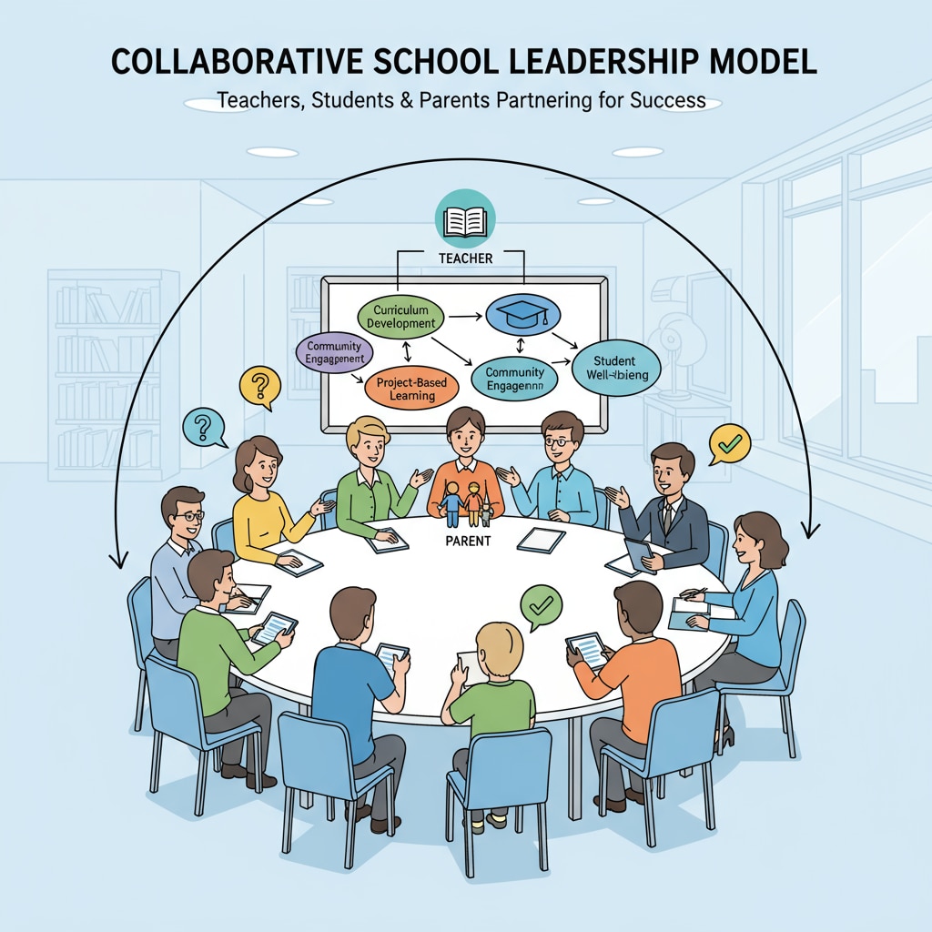 A meeting of teachers, students, and parents to discuss educational matters, representing the collaborative nature of non - traditional leadership in schools. A collaborative meeting of stakeholders in a non - traditional school leadership setting