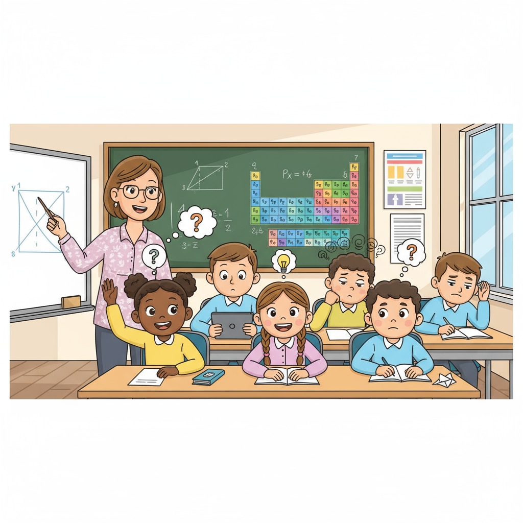 A group of students in a classroom setting, some looking engaged while others seem lost, representing the diverse learning abilities among students Classroom scene with students of different learning abilities related to PBS series, struggling students, and education courses