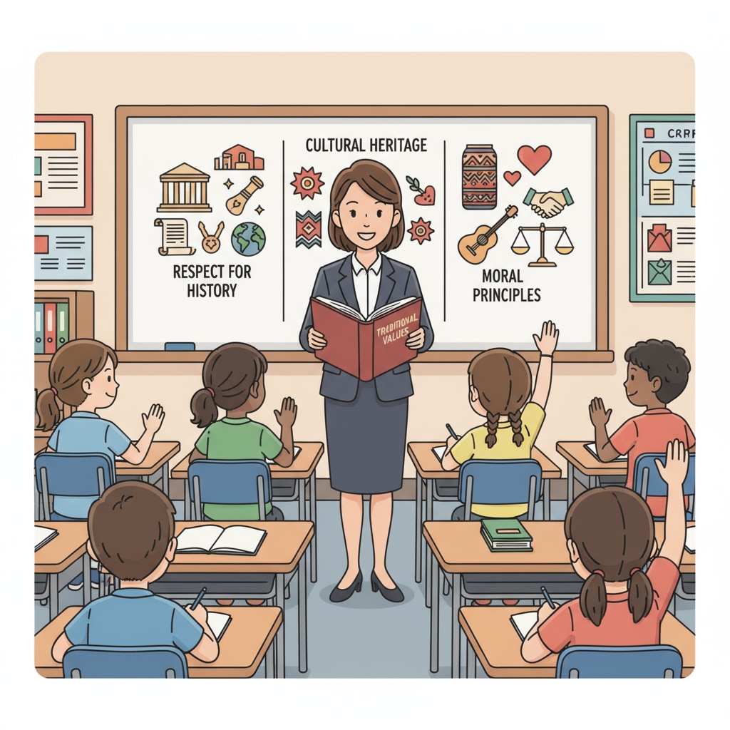 A teacher explaining traditional educational values relevant to conservatives' stance on education policy.