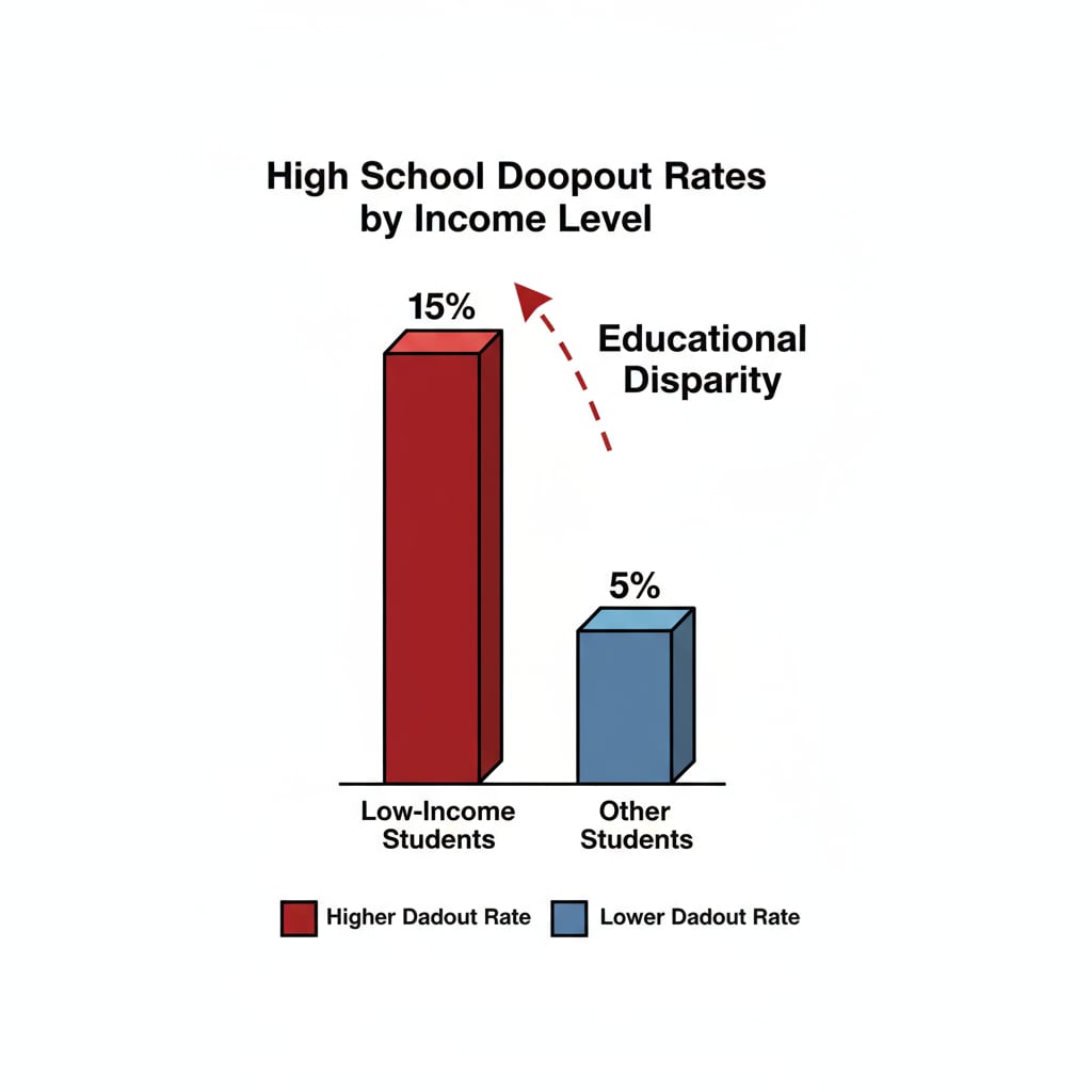 Graph comparing dropout rates of low-income and other students