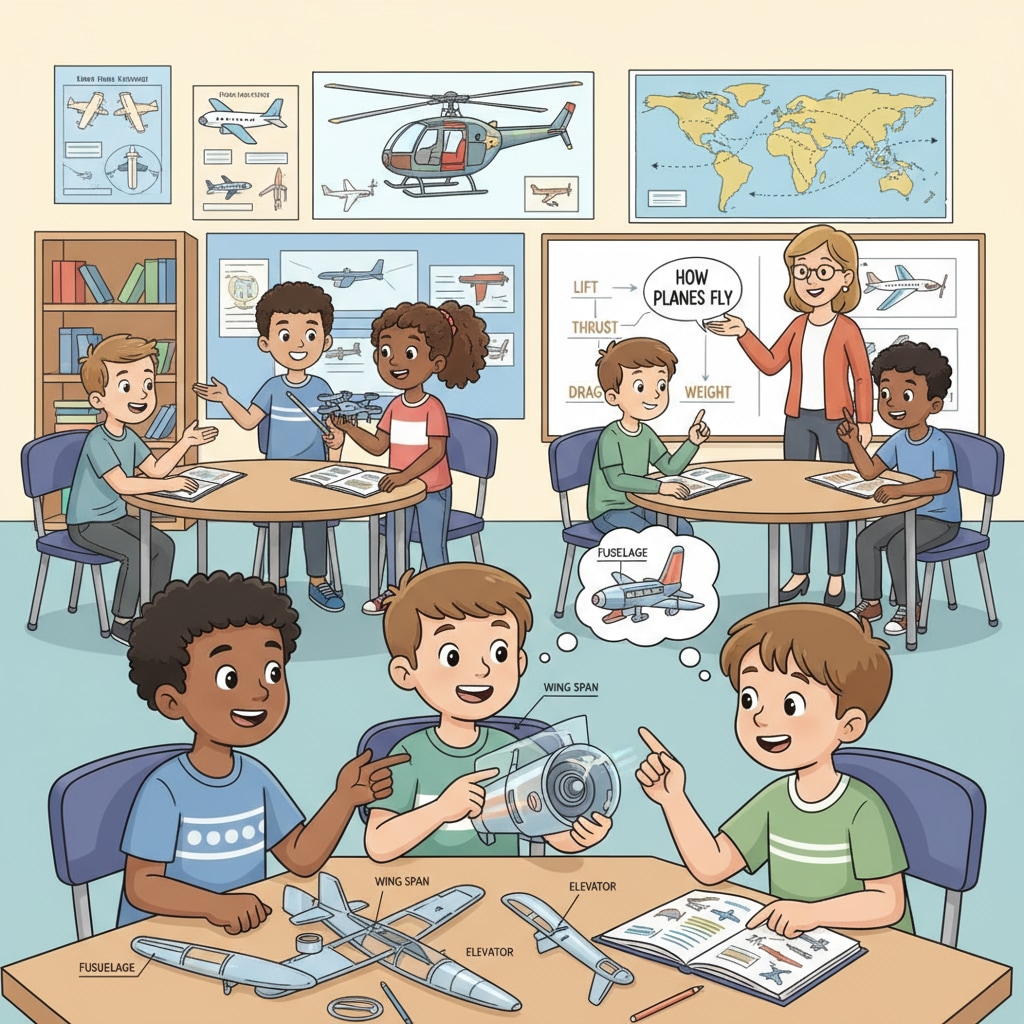 Students in a K12 classroom developing pilot skills including communication, decision-making, and situational awareness
