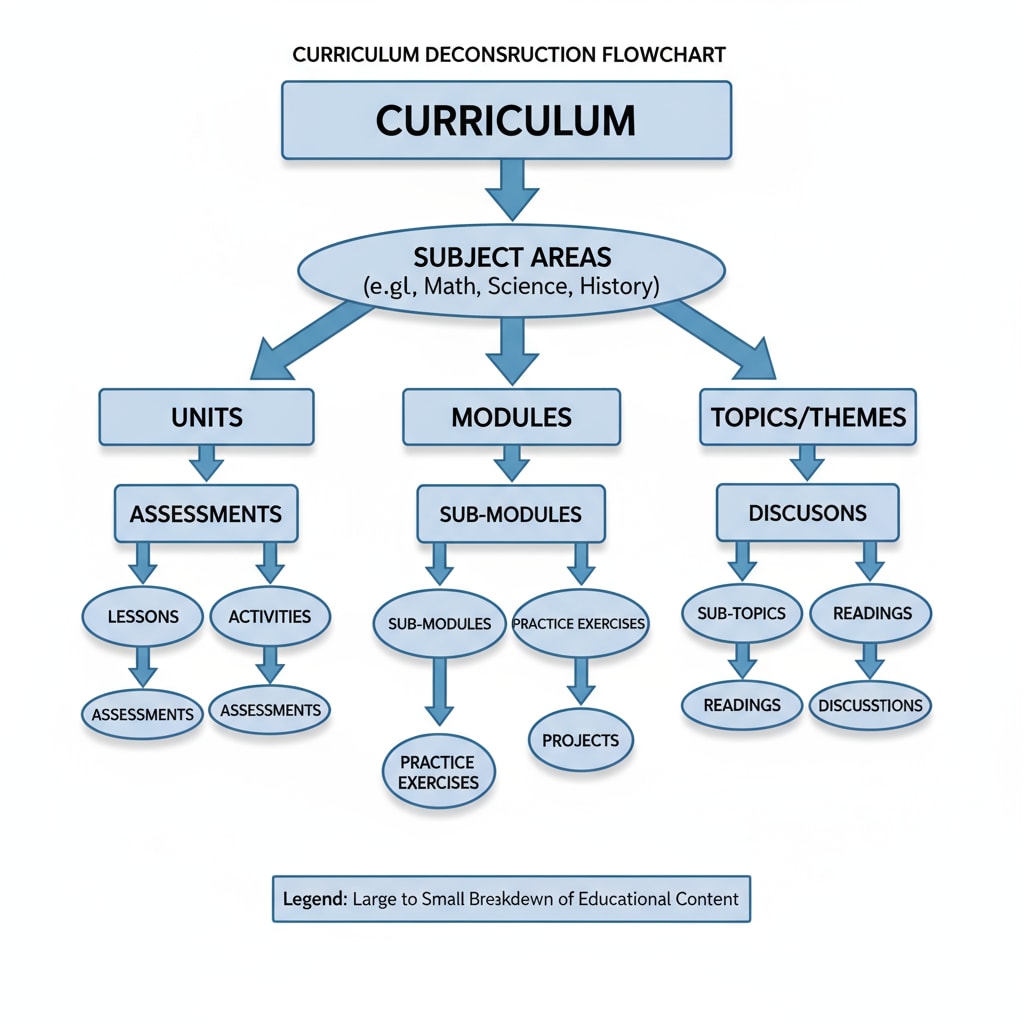 A diagram showing how to break down a curriculum into smaller parts Diagram demonstrating how to decompose a curriculum for better learning to ensure high grades
