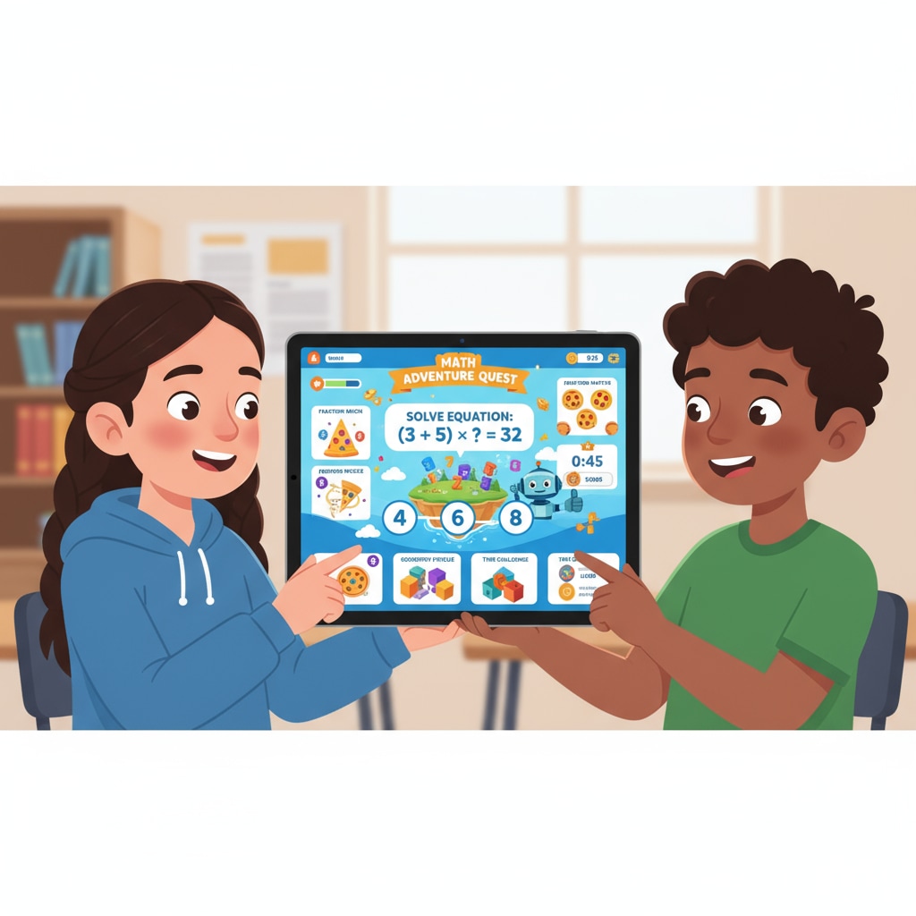 Students engaged in a math educational game using gamified learning and procedurally generated world concepts