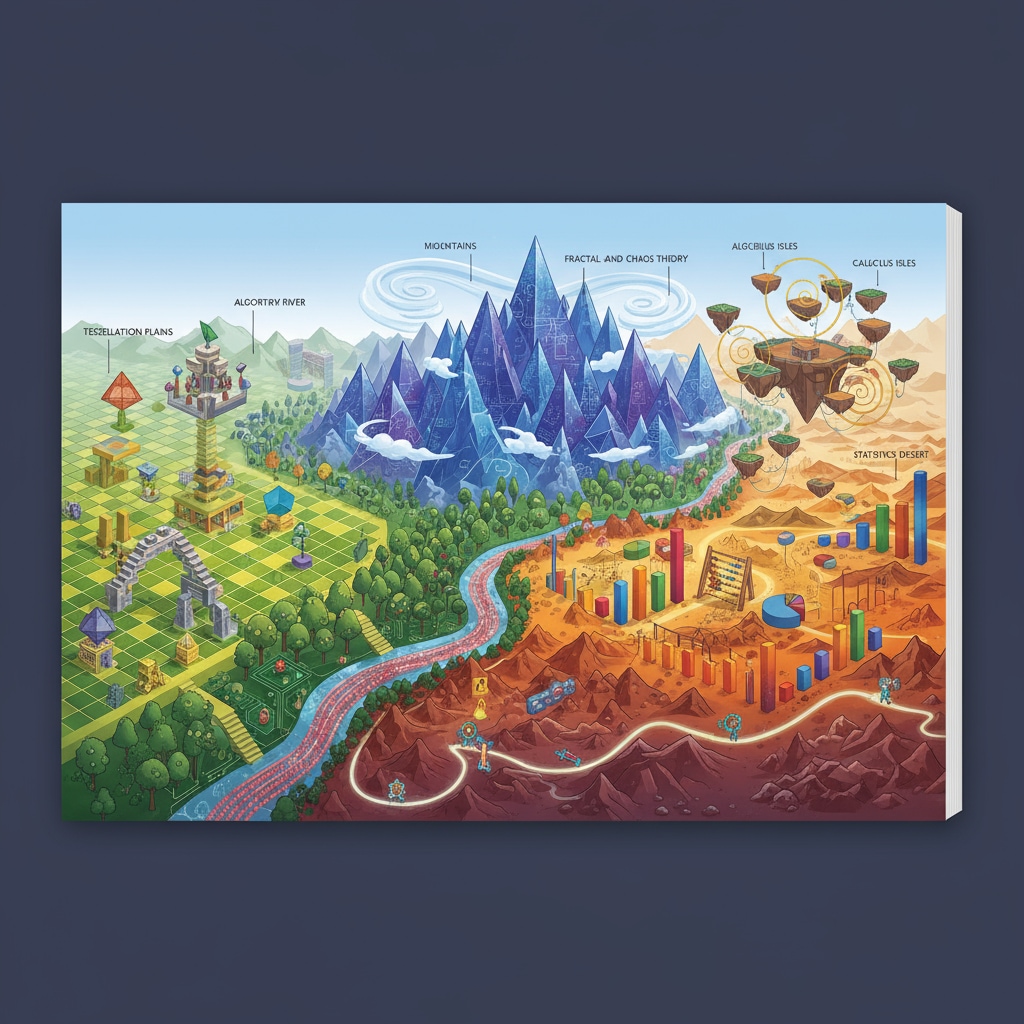 Procedurally generated world in a math game demonstrating gamified learning elements