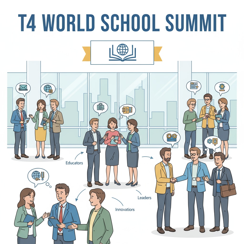 People networking at the T4 World School Summit related to educational nonprofits and donor relations in the context of Middle Eastern cultural etiquette
