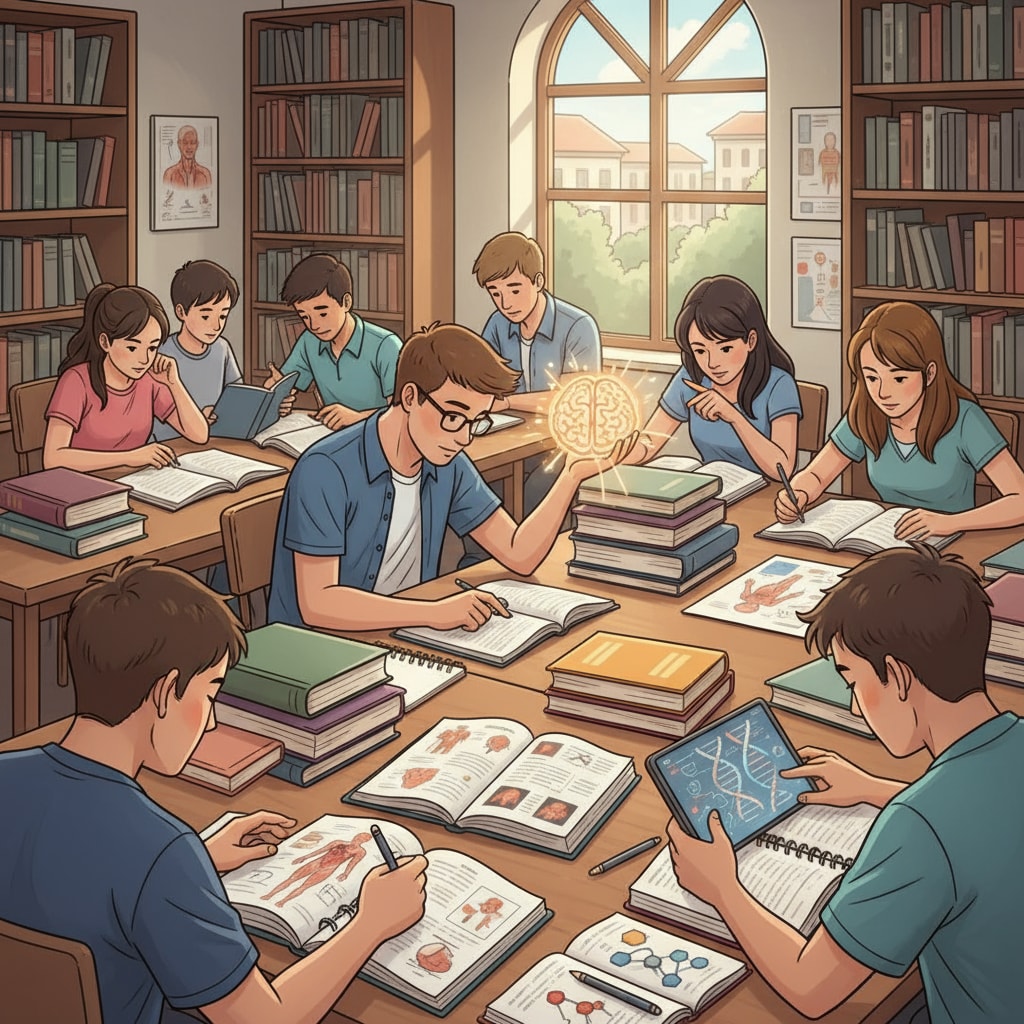 High school students studying for medical school exams to deal with learning anxiety and knowledge gaps