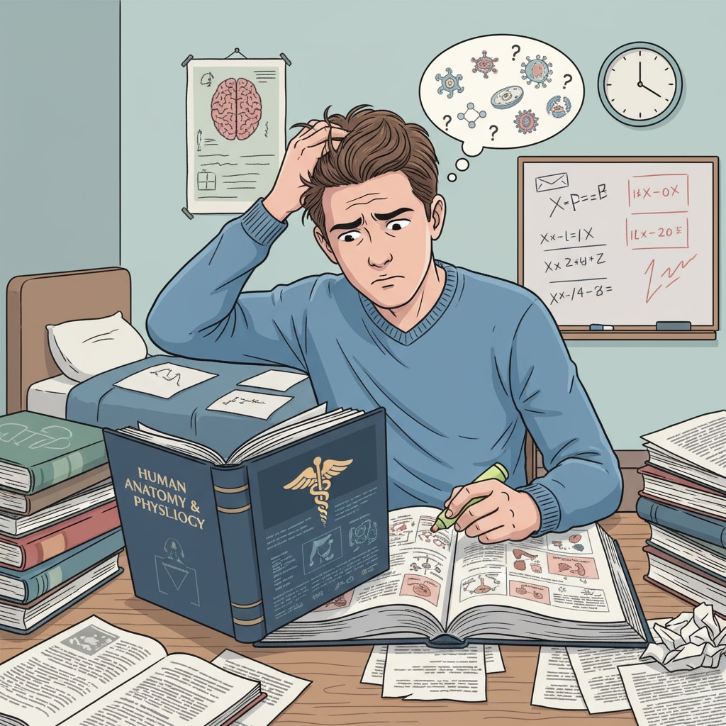 A student facing knowledge gaps while preparing for medical school exams