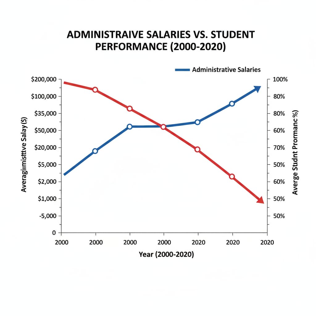 Graph showing the relationship between administrative salaries and student performance in education management.