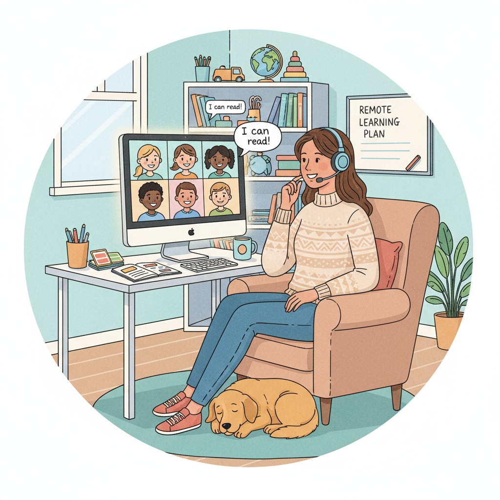 A special education teacher engaged in remote part-time teaching