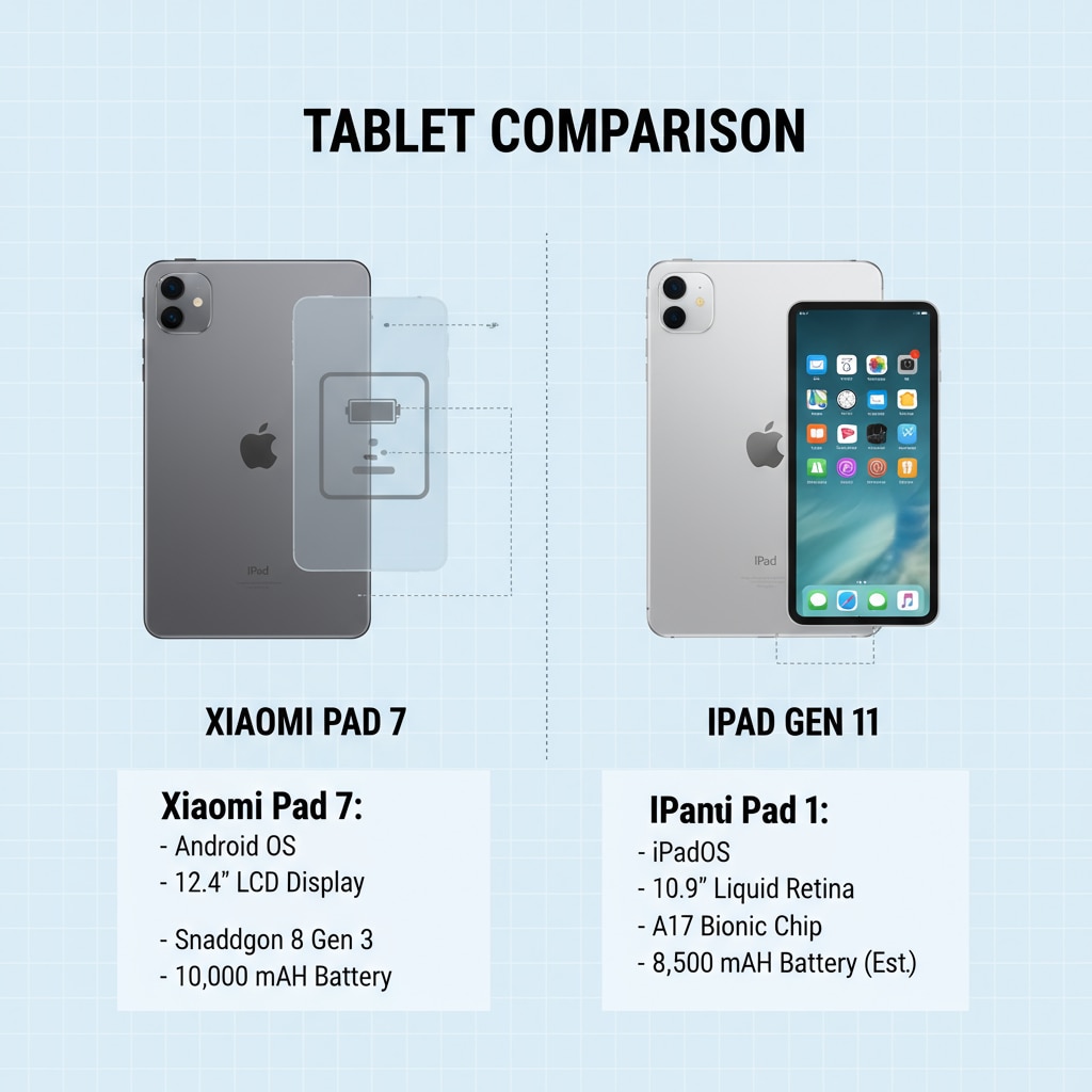 Comparison of Xiaomi Pad 7 and iPad Gen 11 for tablet selection considering learning needs and device comparison.