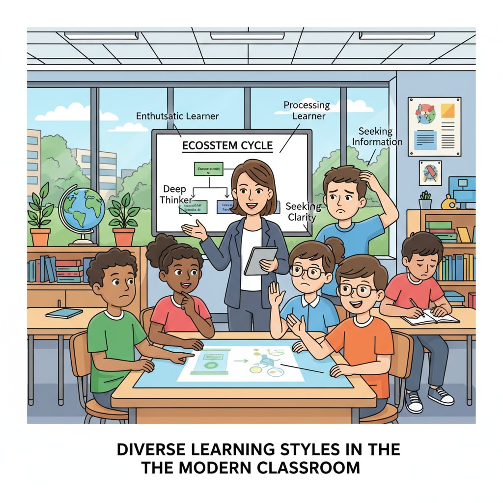 Students with different learning abilities discussing in a classroom related to learning ability, intelligence enhancement, and educational paths