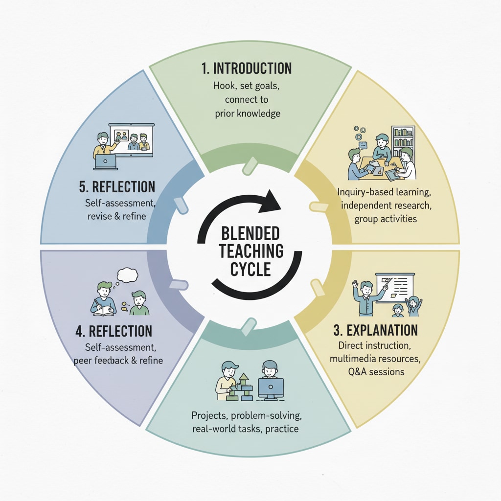 Visual representation of the blended teaching cycle theory
