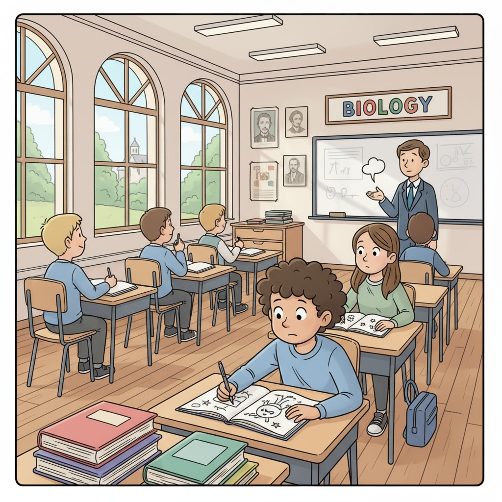 A classroom scene depicting the ineffectiveness of forced learning in school systems related to educational concepts