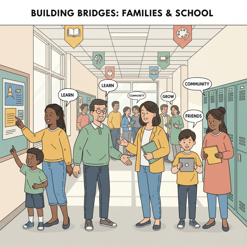Non-white parents and students engaged in a school environment related to curriculum and education.