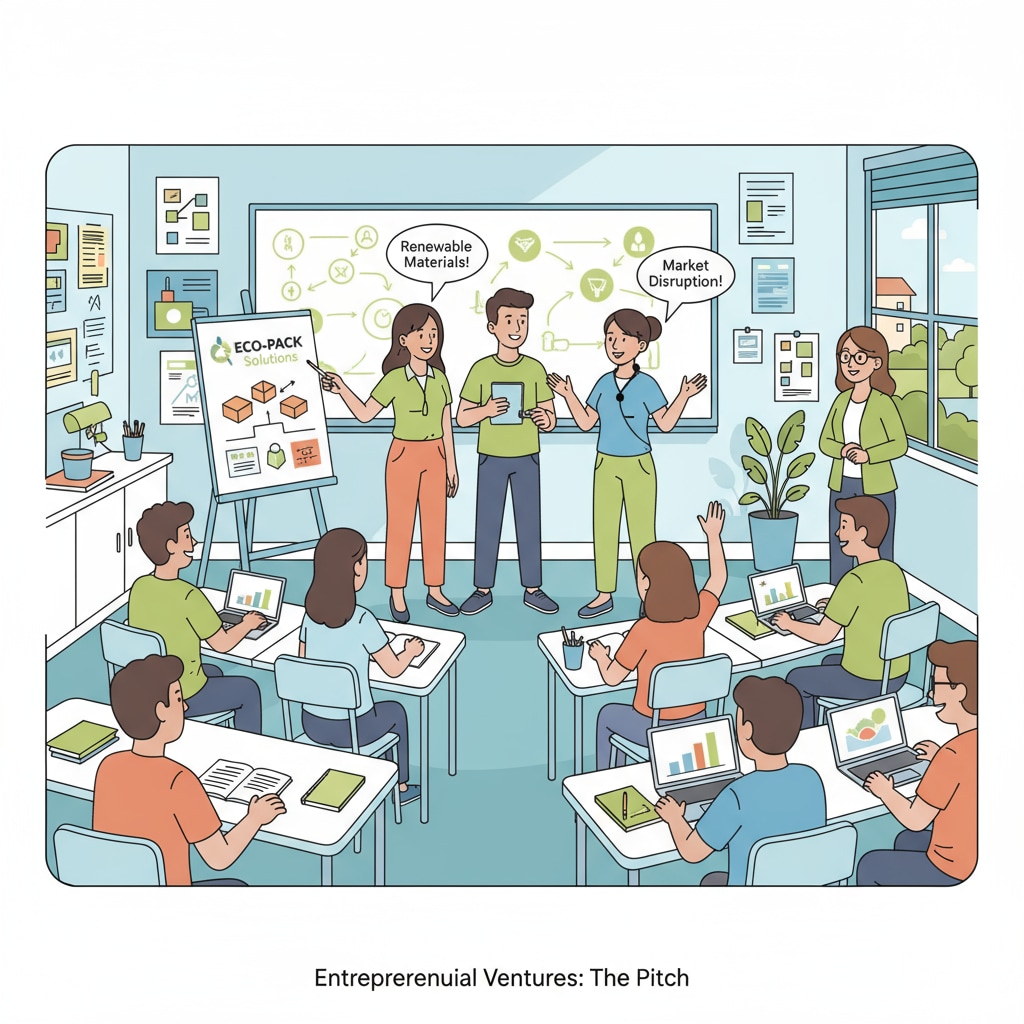 K-12 students presenting entrepreneurial project ideas as part of practical learning