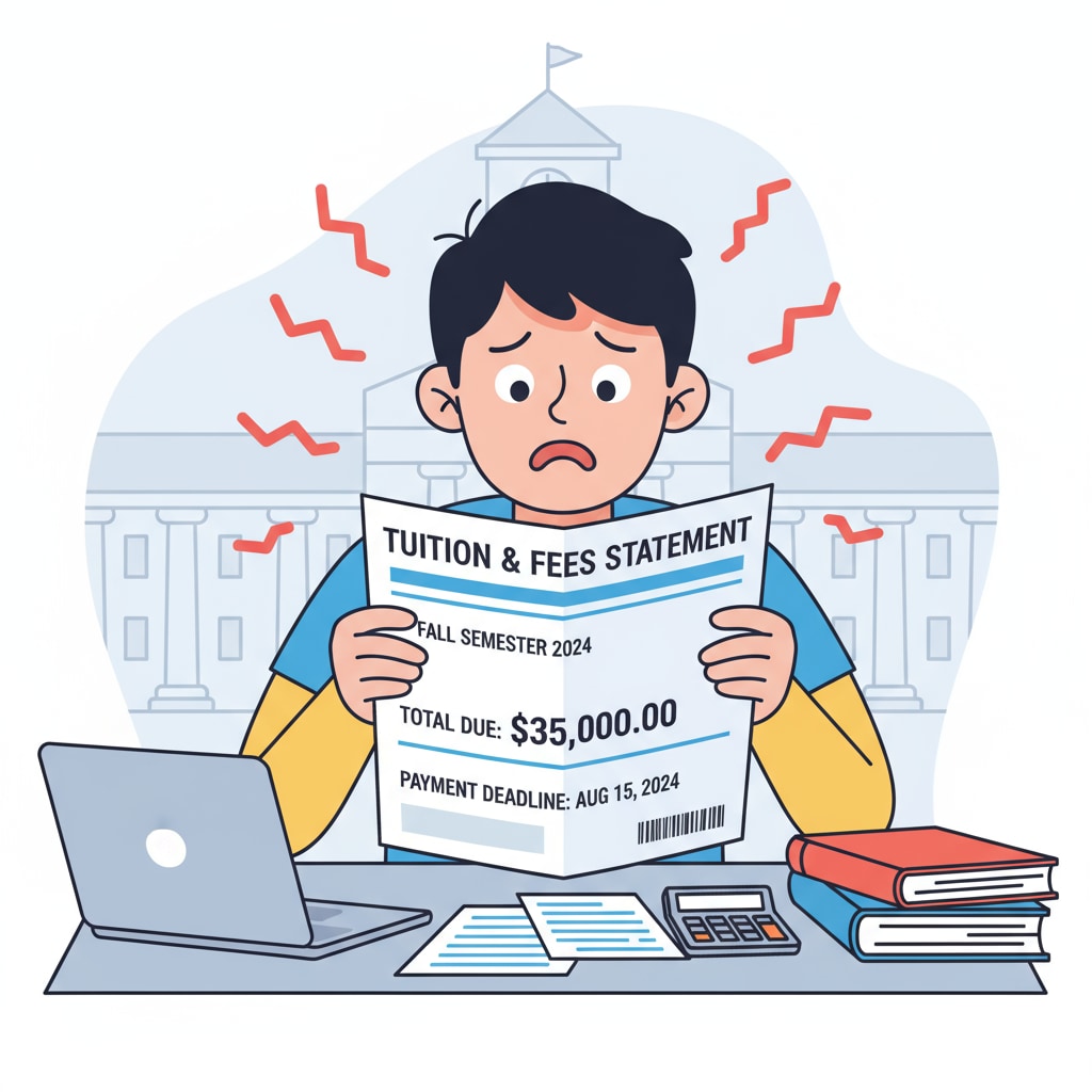 A student under stress from tuition fees, highlighting economic hardship and the need for donations