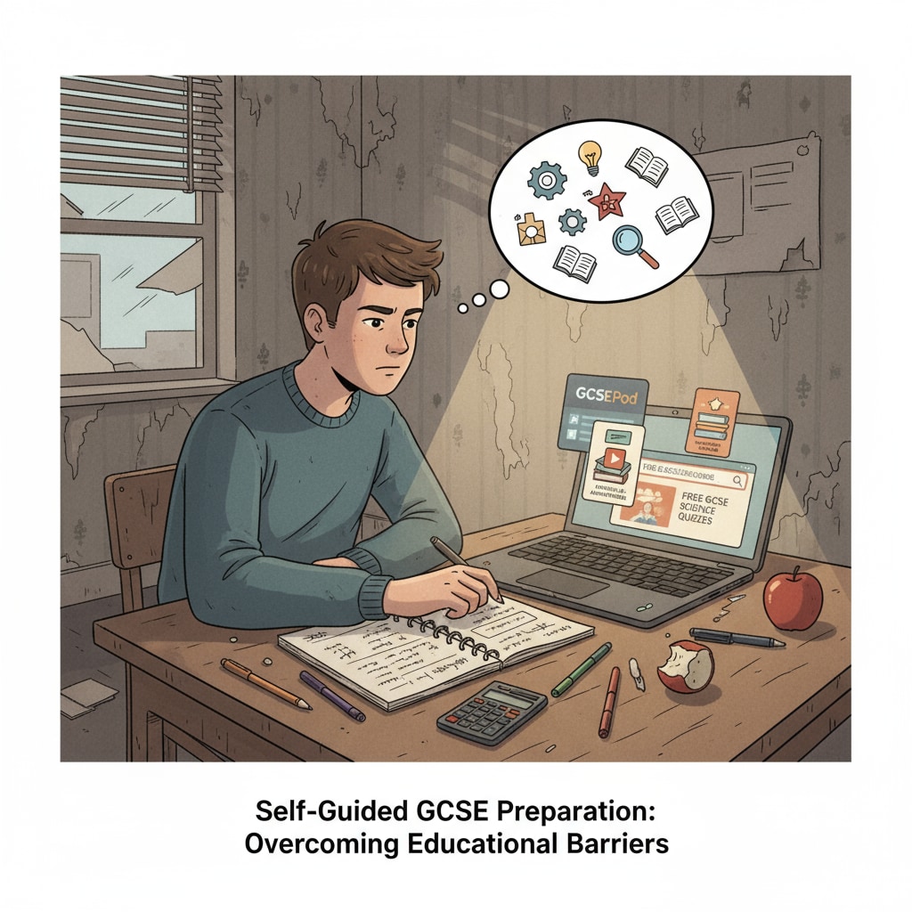 Person browsing self-study resources for GCSE after experiencing educational neglect