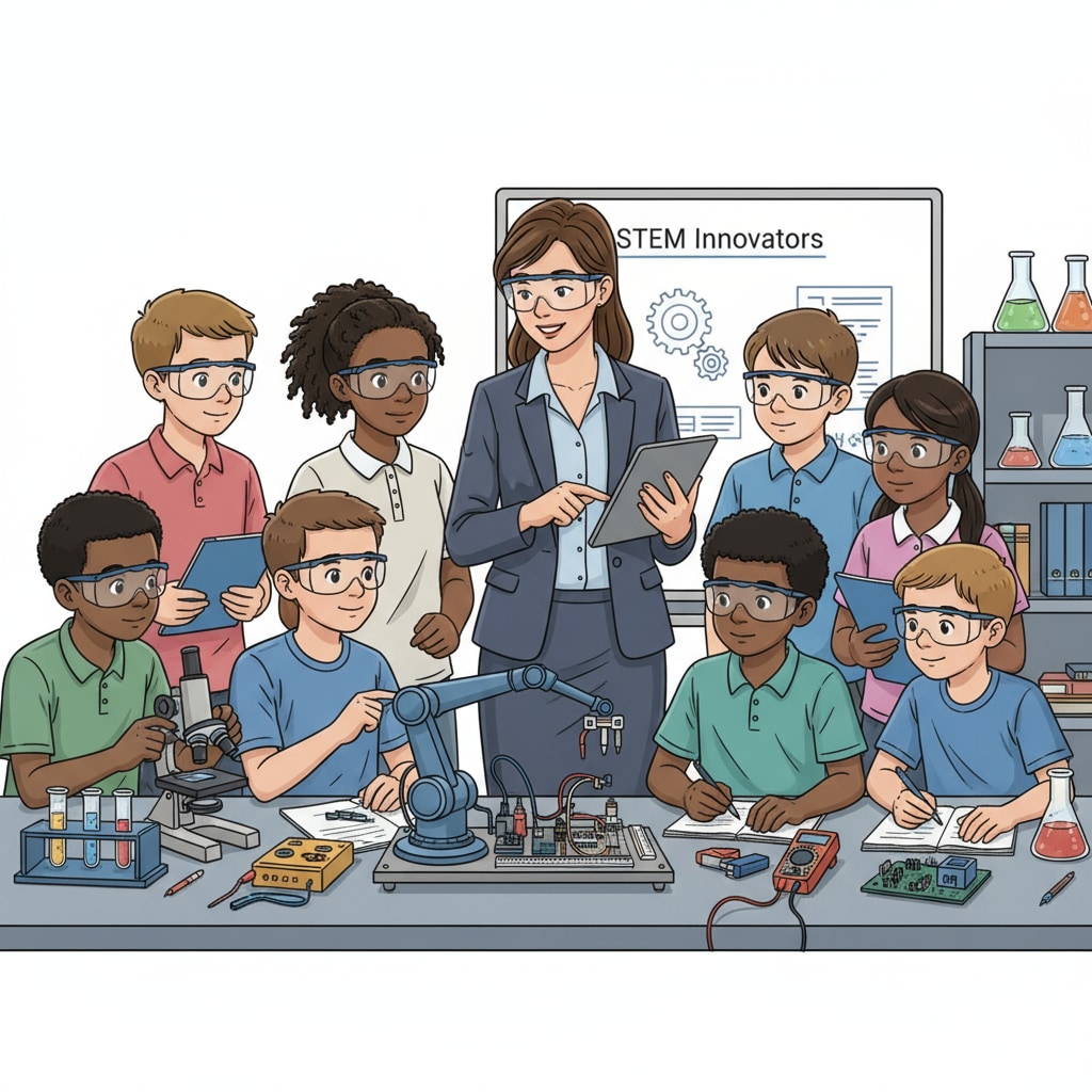 Students receiving guidance from a business professional in a STEM project as part of a partnership for curriculum development