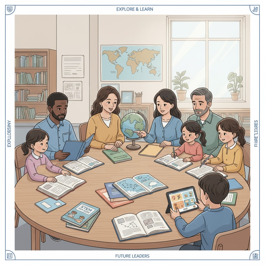 Non-white parents and children engaged with educational materials highlighting the incomplete discussions on education curricula
