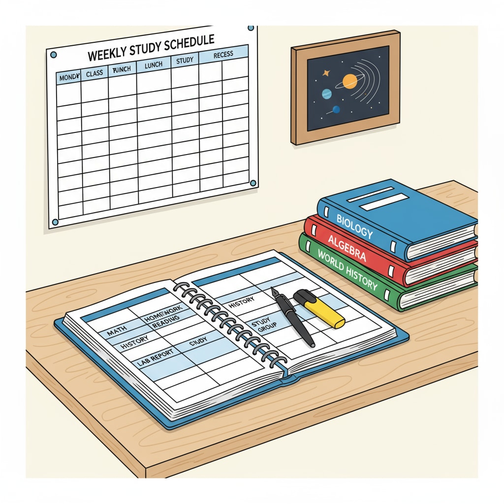 Student following a study schedule for achieving high scores of 90%