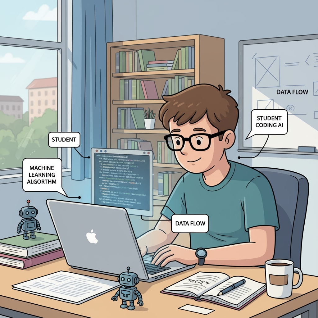 Student working on an AI programming project