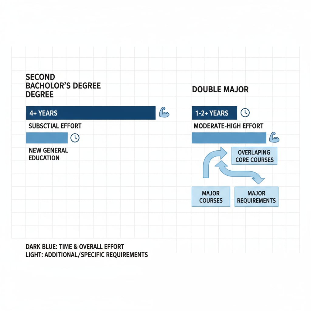 Graph showing the comparison between second bachelor's degree and double major for software engineering students transitioning to hard science fields