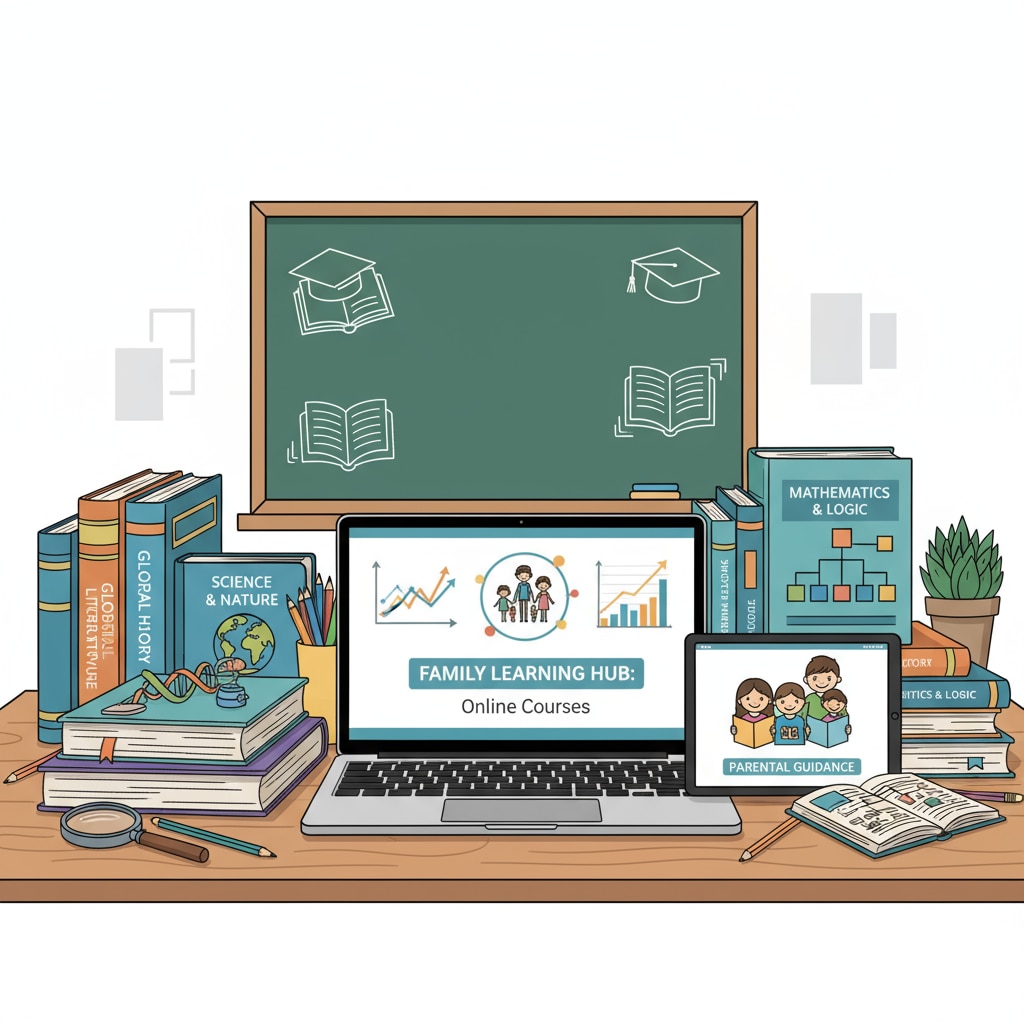 Academic resources for family education including books and a laptop