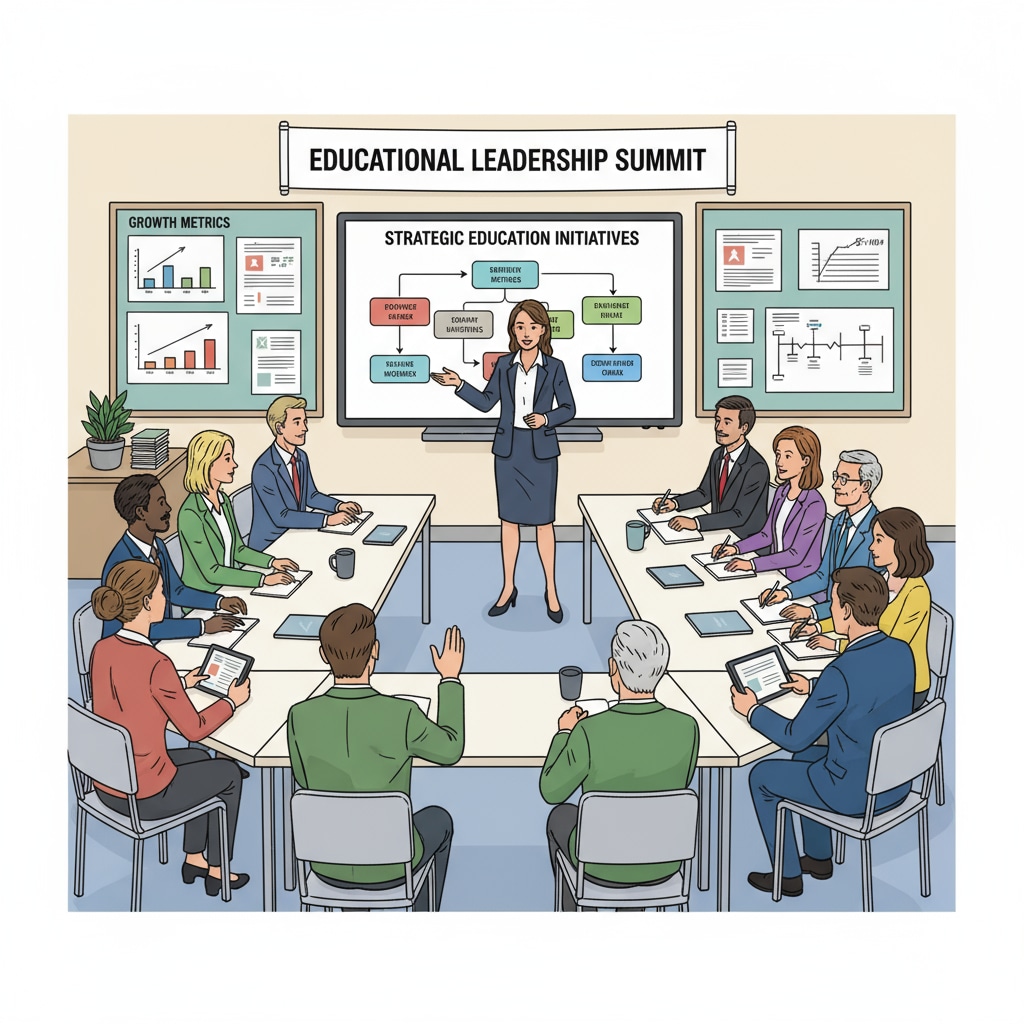 A leader in educational leadership guiding a meeting for career development