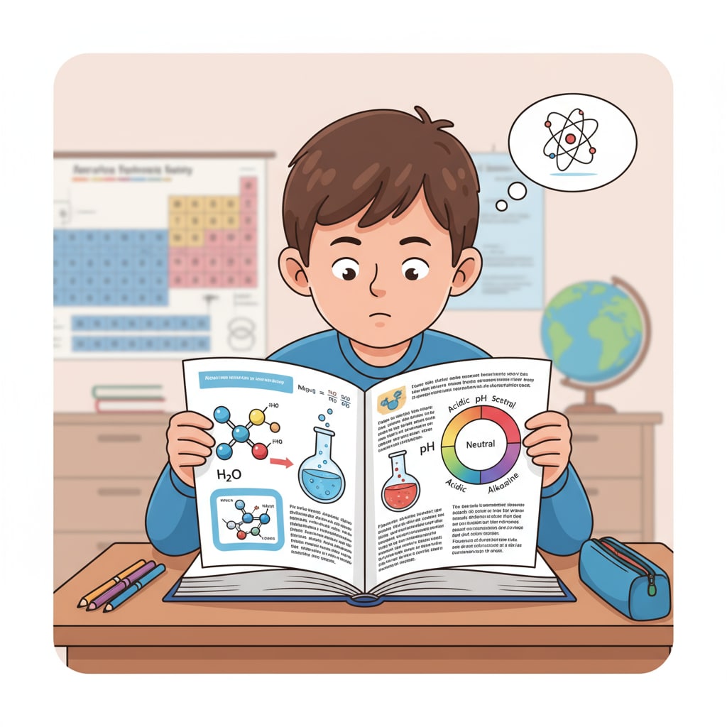 Student studying chemistry textbook to build knowledge for future degrees and career