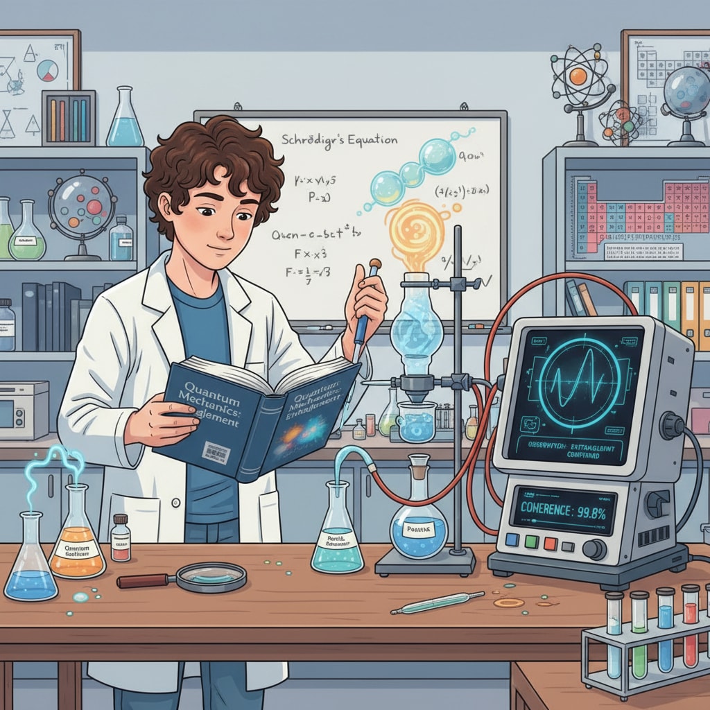A student conducting a science experiment to understand theoretical principles. The student is carefully following the steps of the experiment, and there are scientific instruments and materials around. Student conducting a science experiment to understand theoretical principles for those with attention deficits