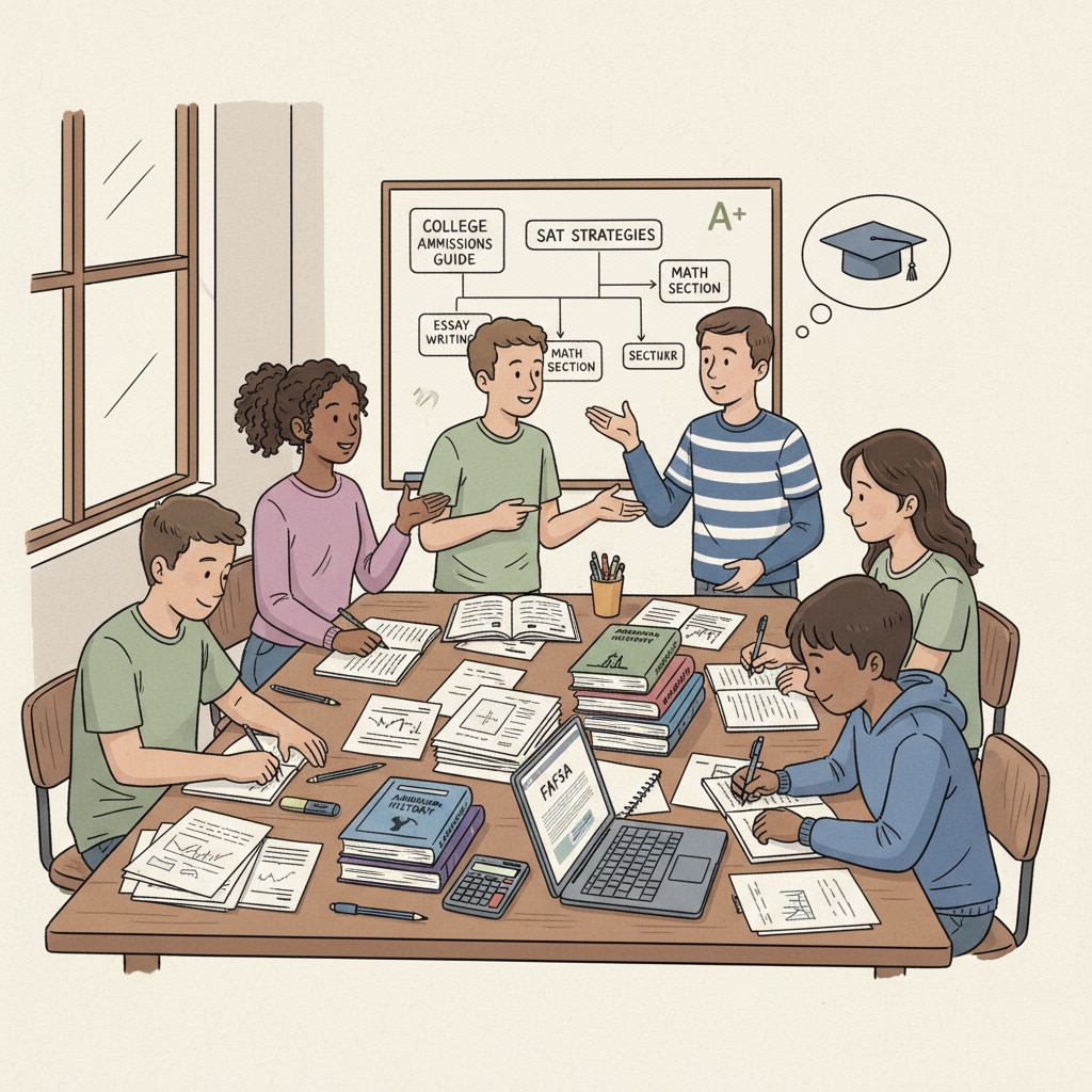 High school students studying for college entrance exams with time management in mind