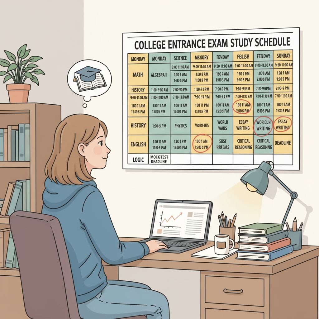 A student planning study time for college entrance exams