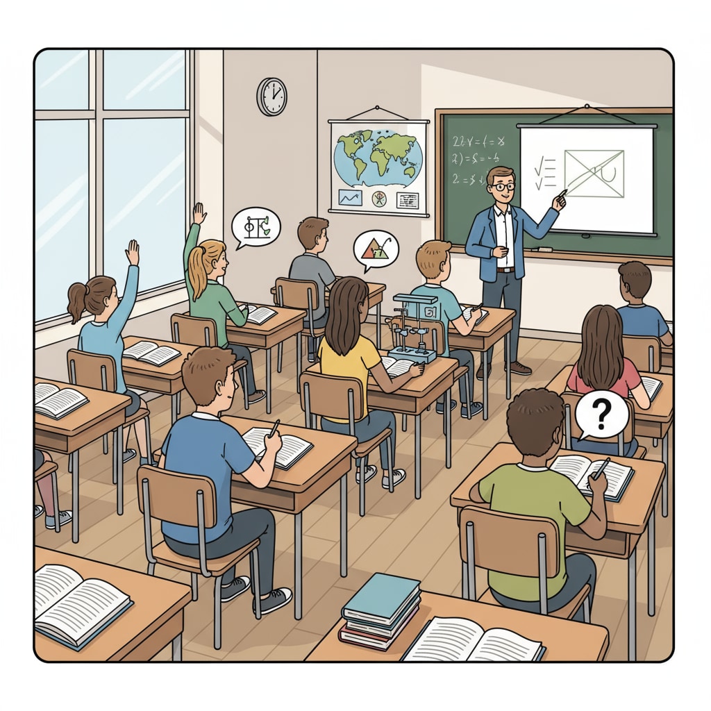 A group of students sitting at desks in a traditional high school classroom, engaged in learning activities. Students in a traditional high school classroom related to high school diploma, GED, and educational choices