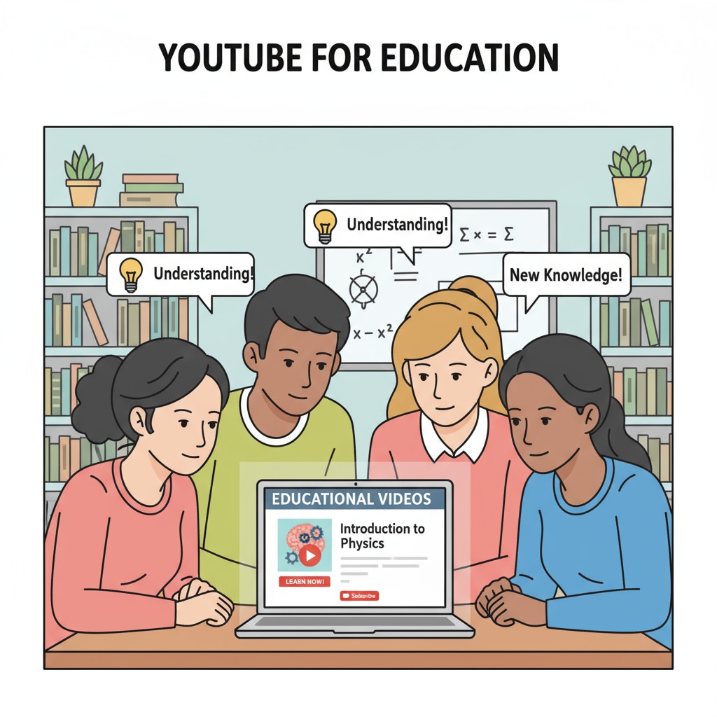 A group of students are gathered around a laptop, intently watching educational videos on YouTube, highlighting the use of the platform for learning. Students watching YouTube educational content for K12 subject teaching