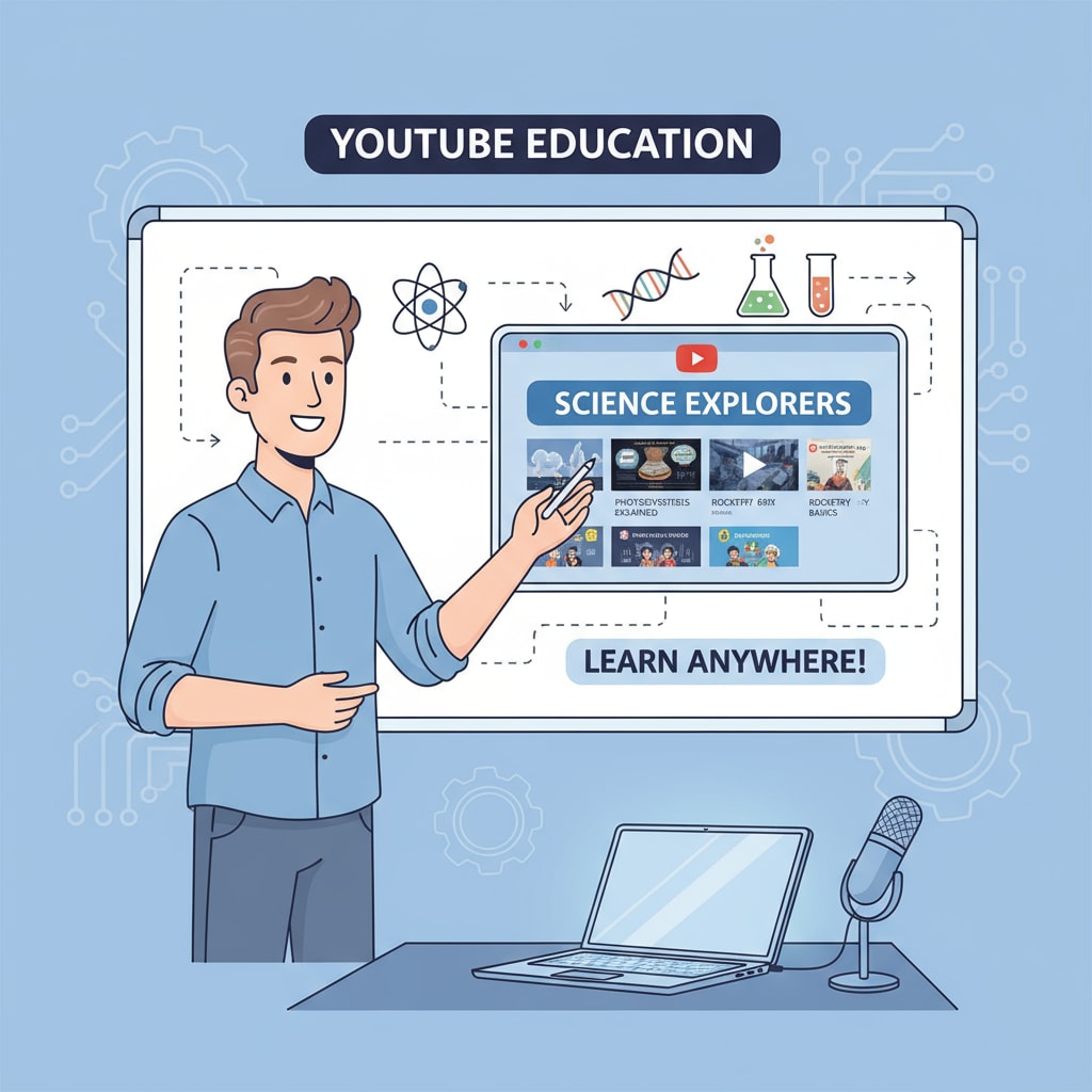 A YouTube educator is standing in front of a whiteboard, teaching a science lesson, demonstrating subject teaching on the platform. YouTube educator teaching a science subject for K12 education