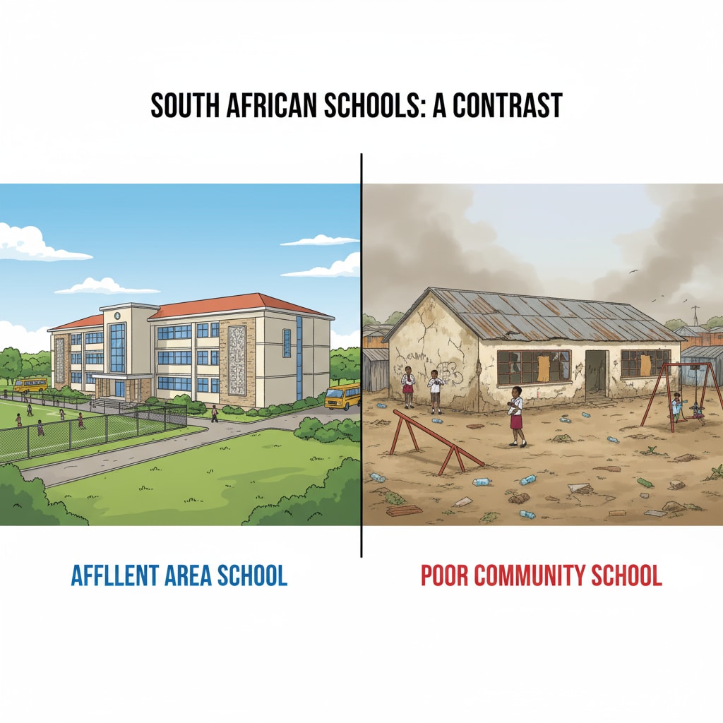 Comparison of schools in South Africa highlighting resource gap for educational reform