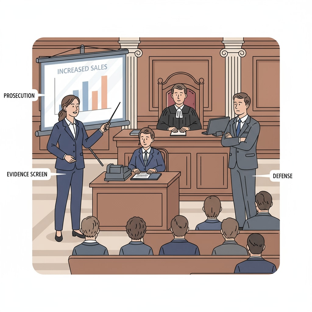 A courtroom scene where lawyers are presenting their arguments regarding the education department email lawsuit