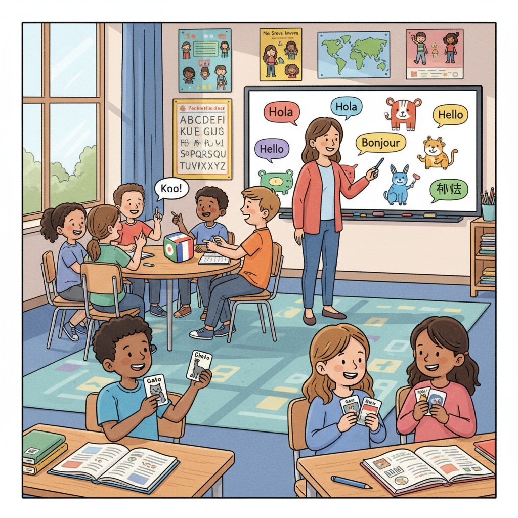 K12 students engaged in language learning activities related to language learning, polyglots, and learning strategies