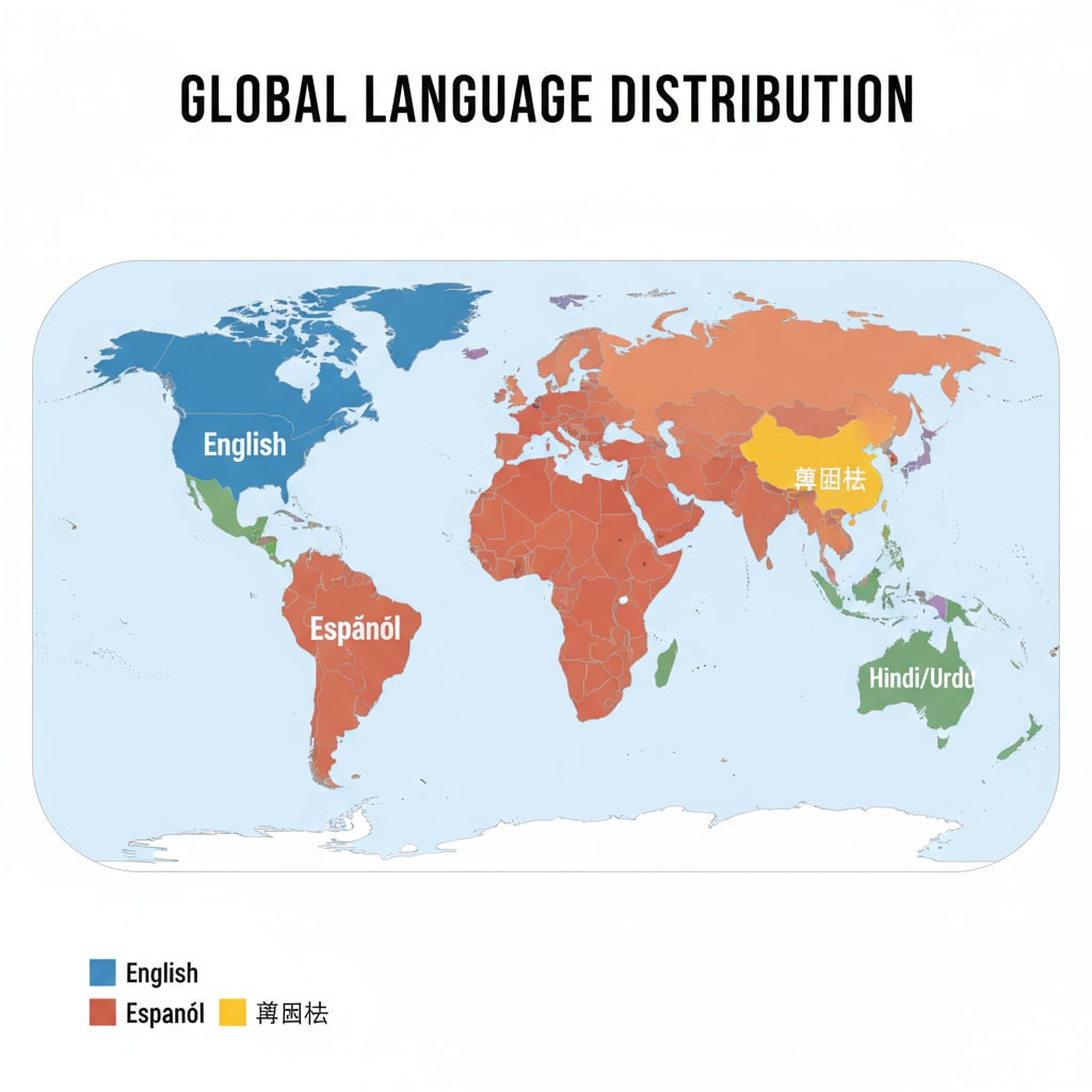 Map of major languages related to language learning, polyglots, and learning strategies