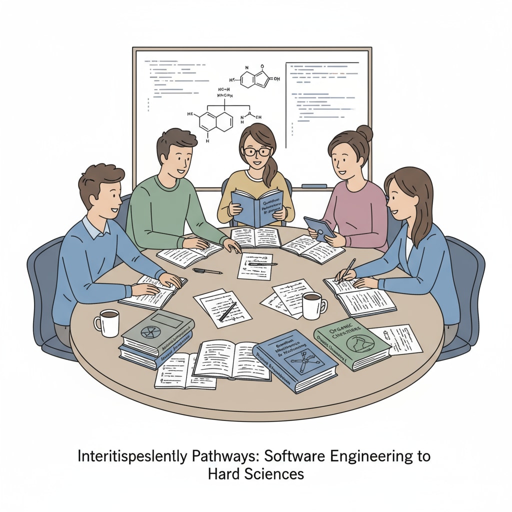 Software engineering students discussing transition to hard science fields