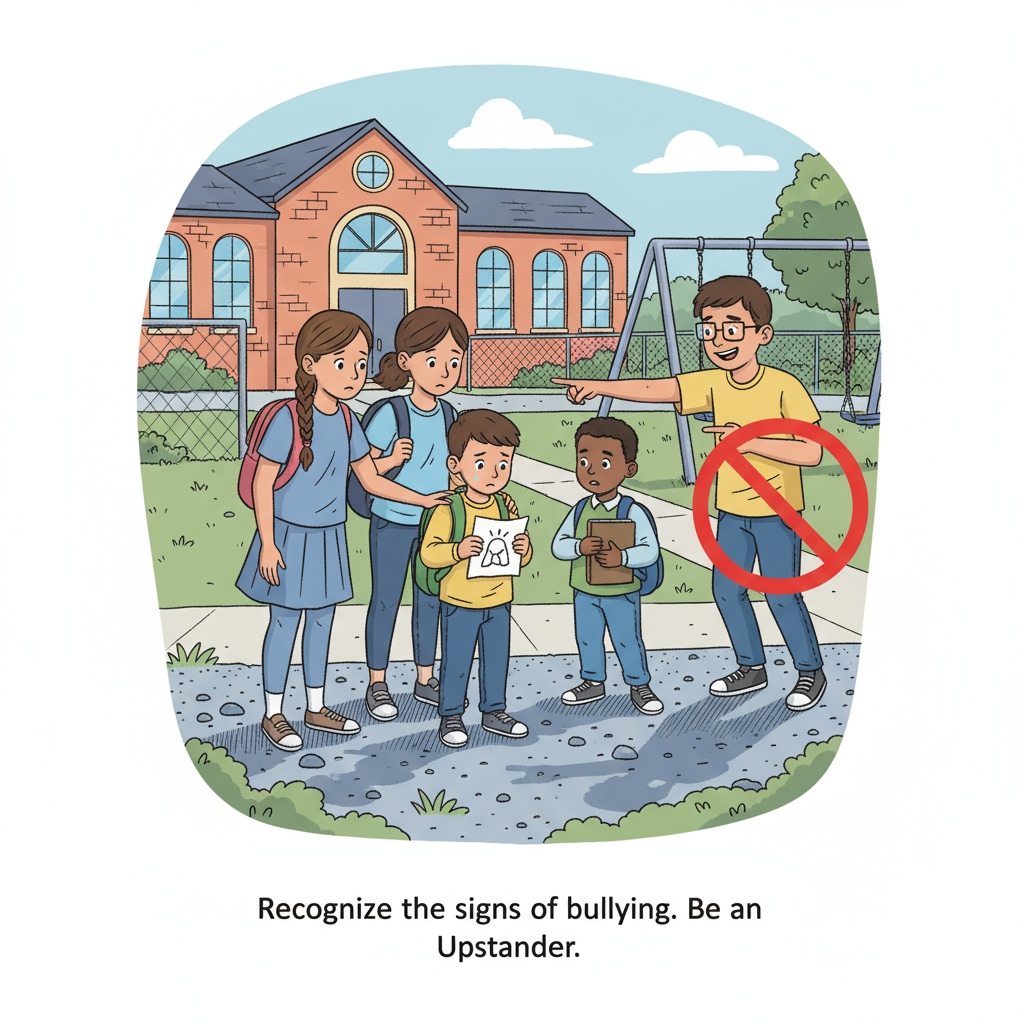 Students in a schoolyard showing concern related to school bullying, school safety, and possible parent intervention
