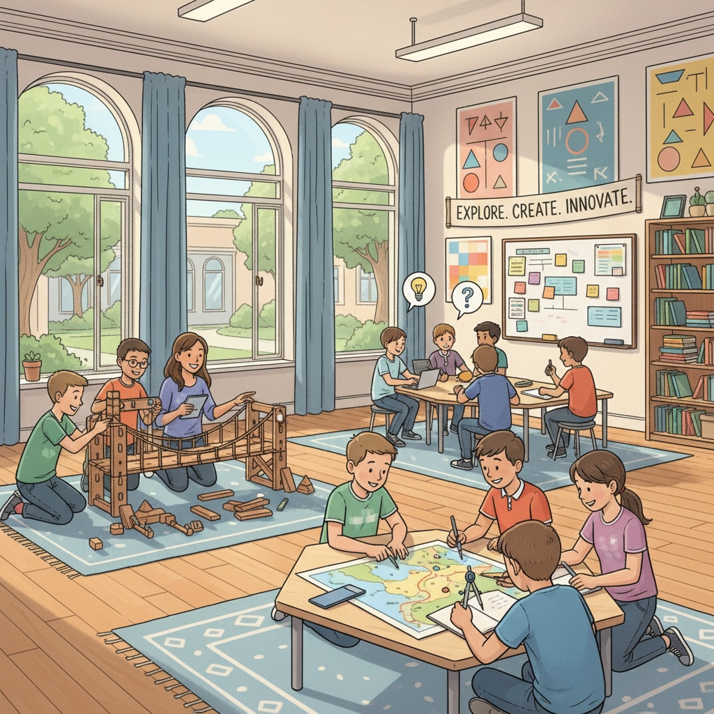 A classroom in an alternative school with students engaged in group activities Classroom in an alternative school for kids with school adjustment difficulties