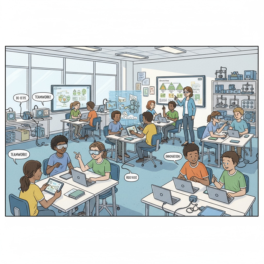 Modern teaching methods and curriculum in a primary school classroom