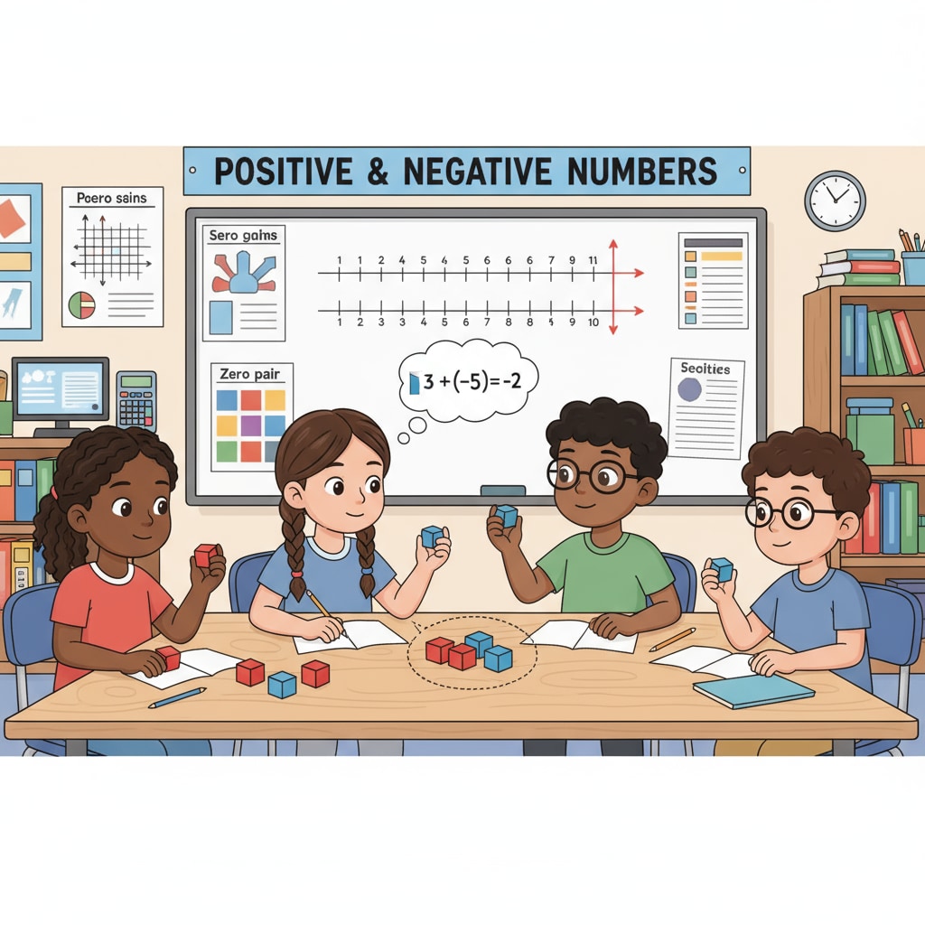 Fourth graders using manipulatives to enhance their understanding of negative numbers