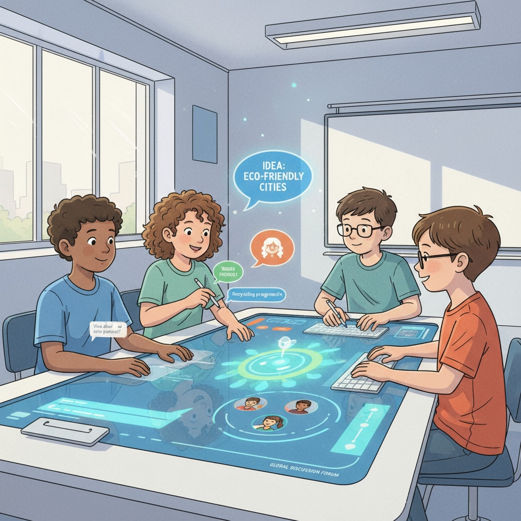 Students interacting on an interactive learning platform for enhanced classroom learning