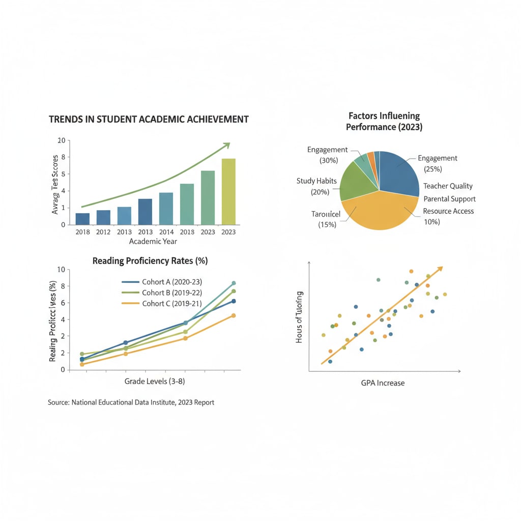Graph showing trends in student performance based on educational statistics for educational statistics, PISA, and school evaluation