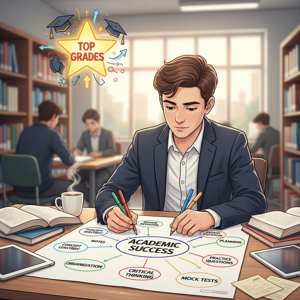 Student using mind map for effective learning to get high scores